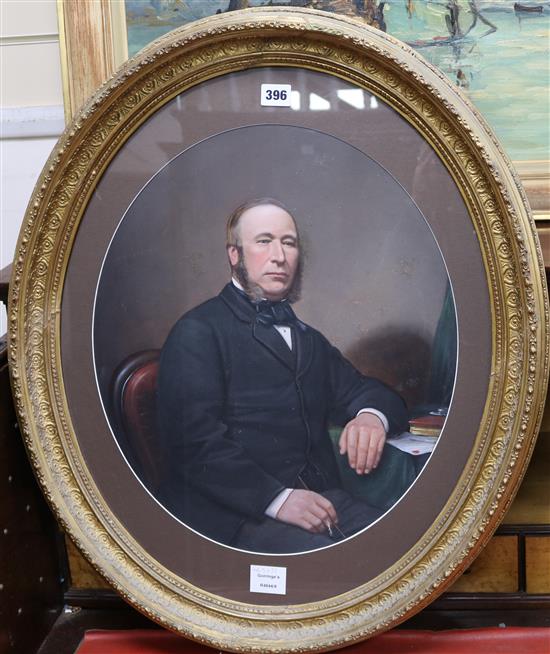 Victorian School, overpainted photograph, portrait of a William Cooper, Maltster and Brewer of the Old Shoulder 46 x 39cm